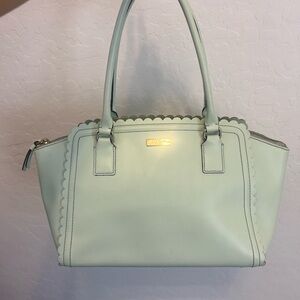 Pastel Mint Green Structured Satchel with Scalloped Edges